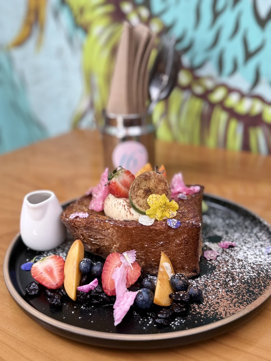 French toast with maple syrup pot